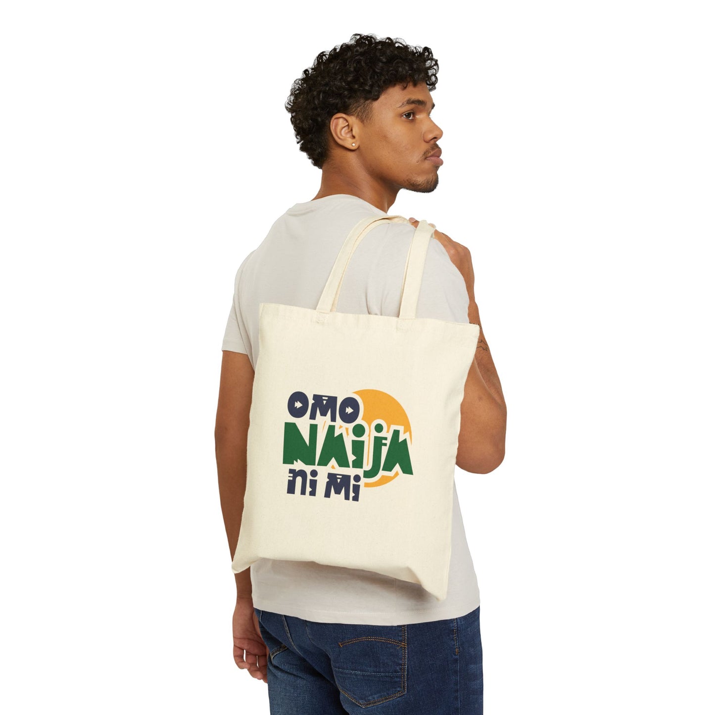 Omo Naija Ni Mi Cotton Canvas Tote Bag — Nigerian Pride Eco Shopper