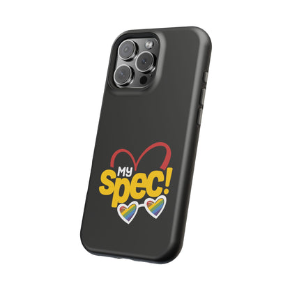 Magnetic Impact-Resistant Phone Case — “My Spec!” Heart & Rainbow Sunglasses Design