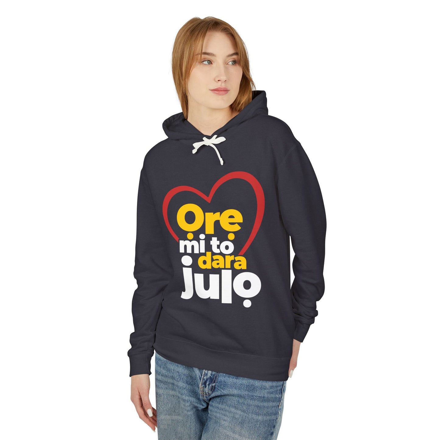 Hoodie - "Ore mi to dara julo" Heart Graphic Lightweight Pullover