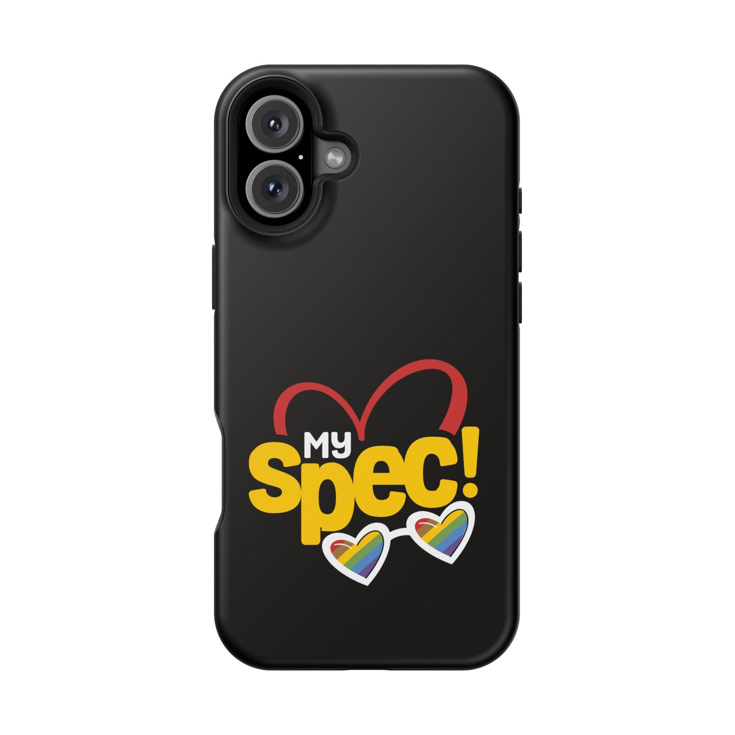 Magnetic Impact-Resistant Phone Case — “My Spec!” Heart & Rainbow Sunglasses Design