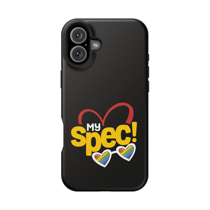 Magnetic Impact-Resistant Phone Case — “My Spec!” Heart & Rainbow Sunglasses Design