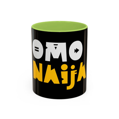 Coffee Omo Naija Accent Mug — Bold Black & Yellow Gamer Coffee Cup