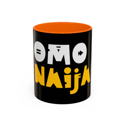 Coffee Omo Naija Accent Mug — Bold Black & Yellow Gamer Coffee Cup