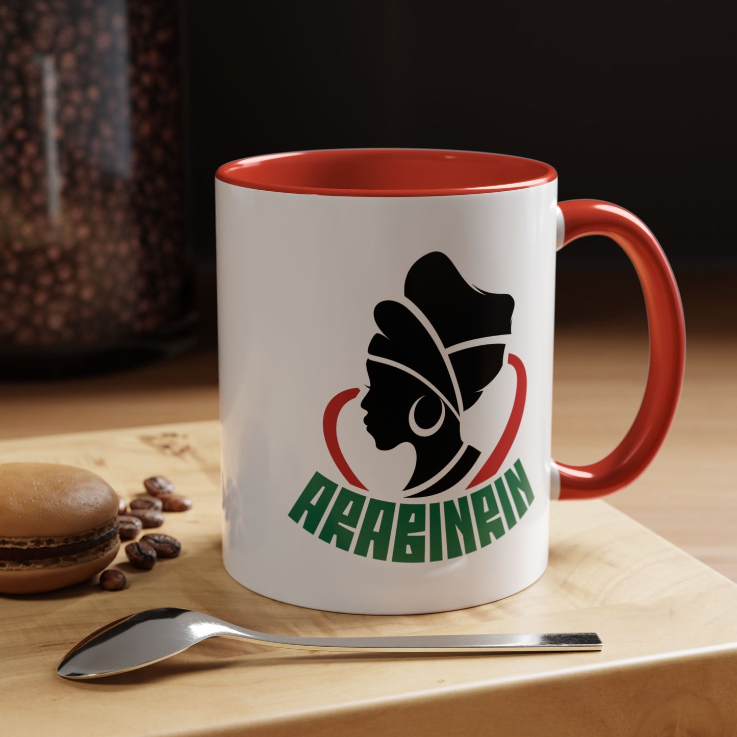 African Queen Accent Coffee Mug — 'ARABENA' Silhouette Design (11/15 oz)